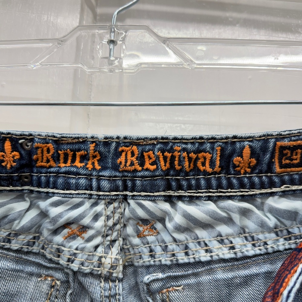 Rock Revival Jamila Bootcut Jeans Womens 29 Blue Denim Embroidered Buckle - Picture 6 of 8